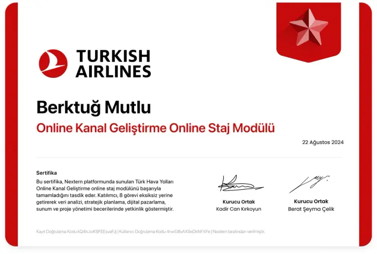 Educat Skills sertifikası örneği
